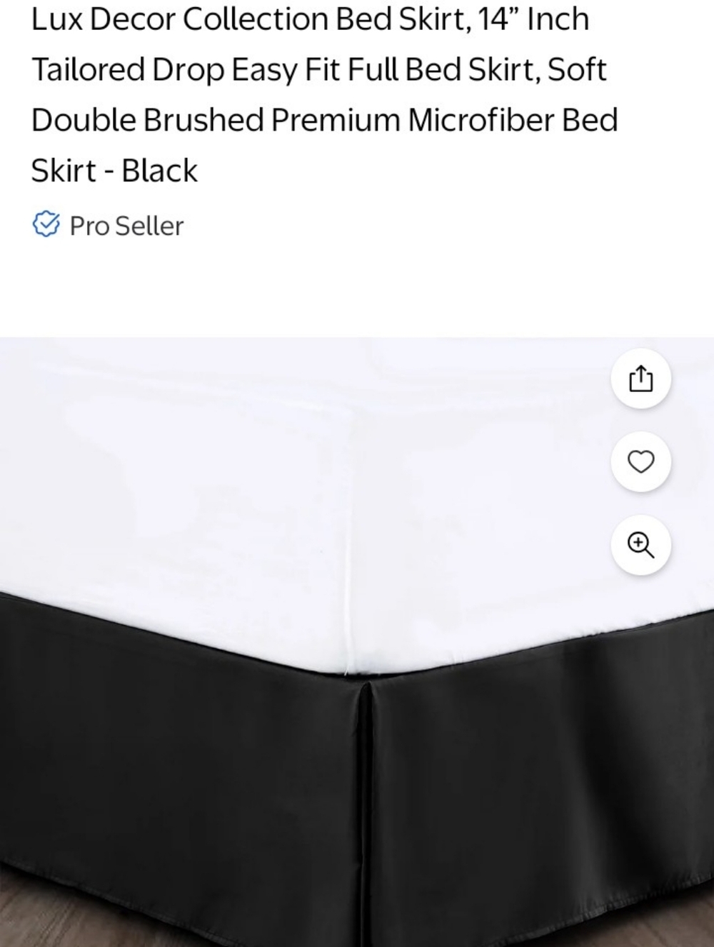 Black Tailored Bed Skirt - Classic Solid Full Size. New